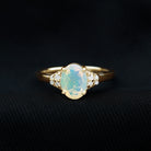 1.25 CT Oval Cut Ethiopian Opal Engagement Ring with Moissanite Collar Ethiopian Opal - ( AAA ) - Quality - Rosec Jewels