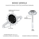 Certified 1.9 Carat Lab Grown Black Diamond Oval Engagement Ring with White Diamond AAAA ( Synthetic ) - Rosec Jewels