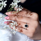 Certified 1.9 Carat Lab Grown Black Diamond Oval Engagement Ring with White Diamond AAAA ( Synthetic ) - Rosec Jewels