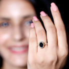 Certified 1.9 Carat Lab Grown Black Diamond Oval Engagement Ring with White Diamond AAAA ( Synthetic ) - Rosec Jewels