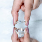 Certified Oval Cut Moissanite Engagement Ring with Wedding Band Set D-VS1 - Rosec Jewels