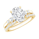 Certified Oval Cut Moissanite Engagement Ring with Wedding Band Set D-VS1 - Rosec Jewels