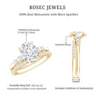 Certified Oval Cut Moissanite Engagement Ring with Wedding Band Set D-VS1 - Rosec Jewels