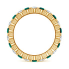 Vintage Style Lab Grown Emerald and Diamond Wide Eternity Band AAAA - Rosec Jewels
