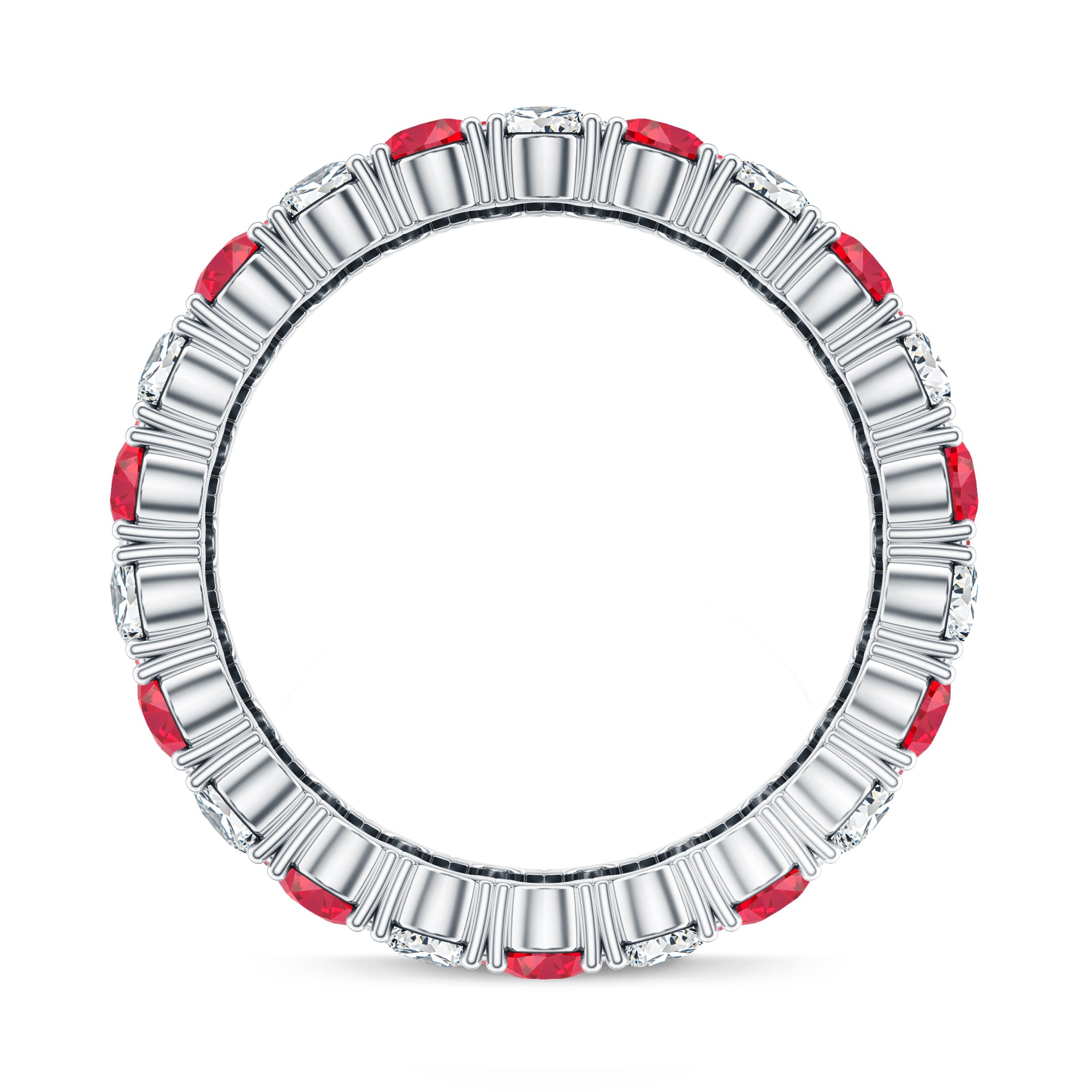Rosec Jewels-Wide Lab Grown Ruby and Diamond Eternity Band for Women