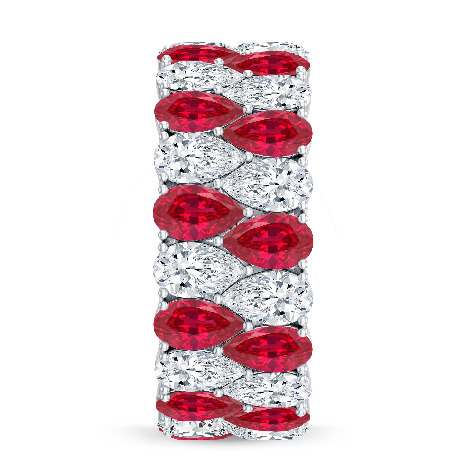 Rosec Jewels-Wide Lab Grown Ruby and Diamond Eternity Band for Women