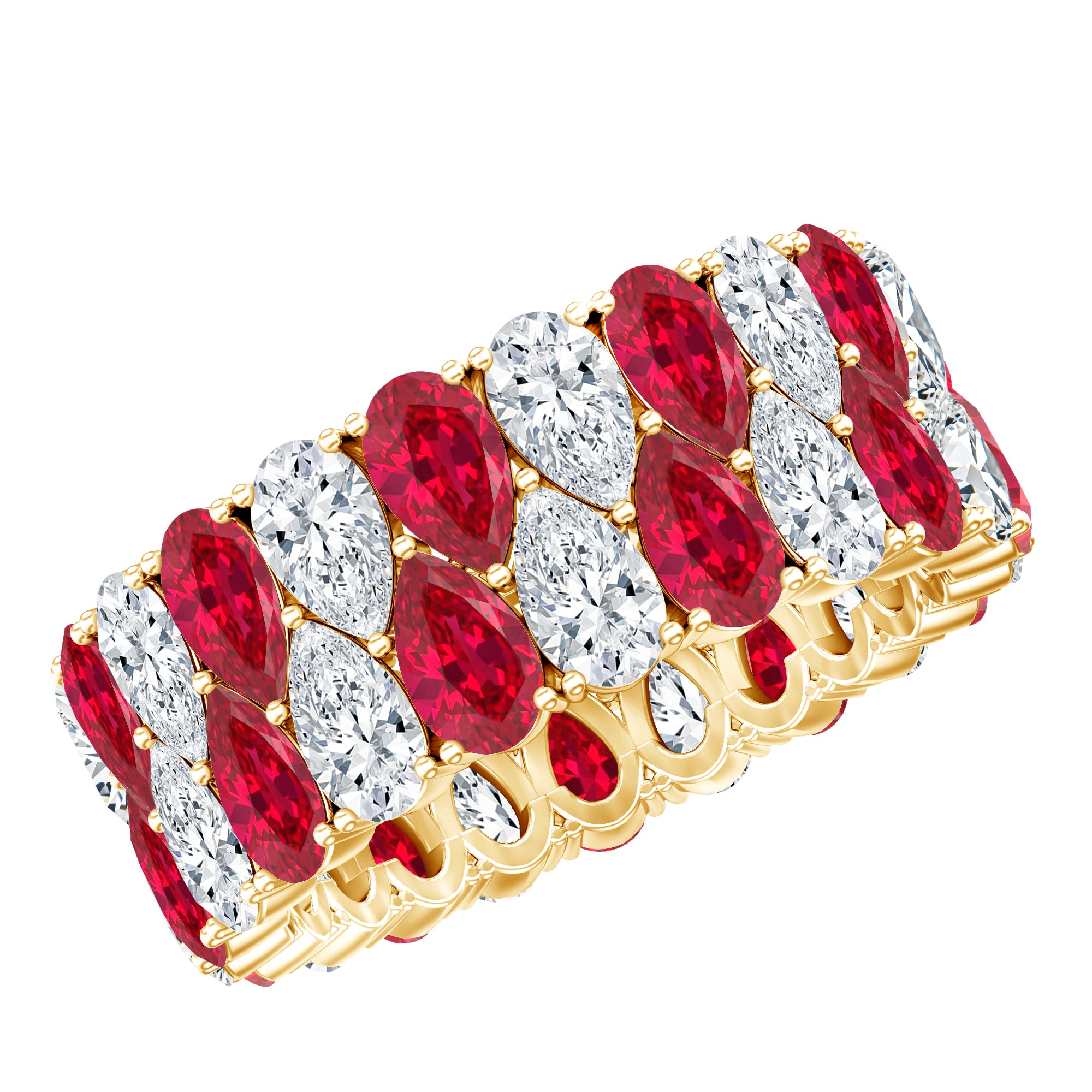 Rosec Jewels-Wide Lab Grown Ruby and Diamond Eternity Band for Women