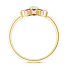 Lab Grown Diamond and Ruby Flower Cocktail Ring with Certificate Lab - ( EF-VS ) - Rosec Jewels