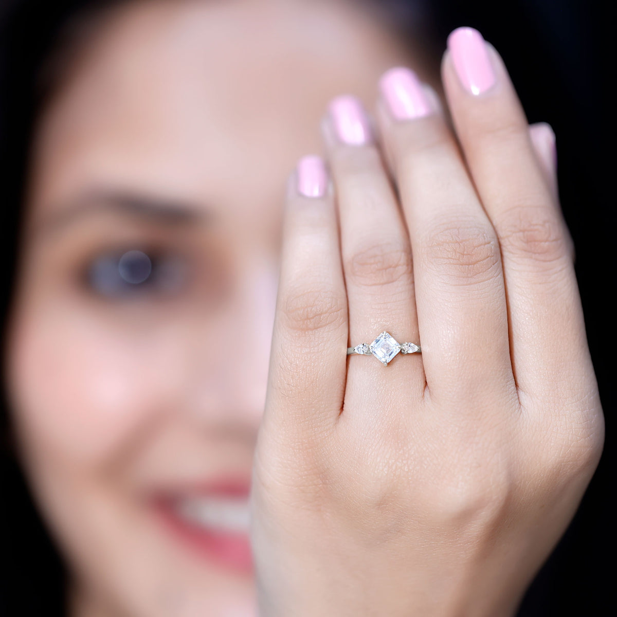 0.7 Carat Asscher Cut Lab Grown Diamond Engagement Ring with Certificate Lab - ( EF-VS ) - Rosec Jewels