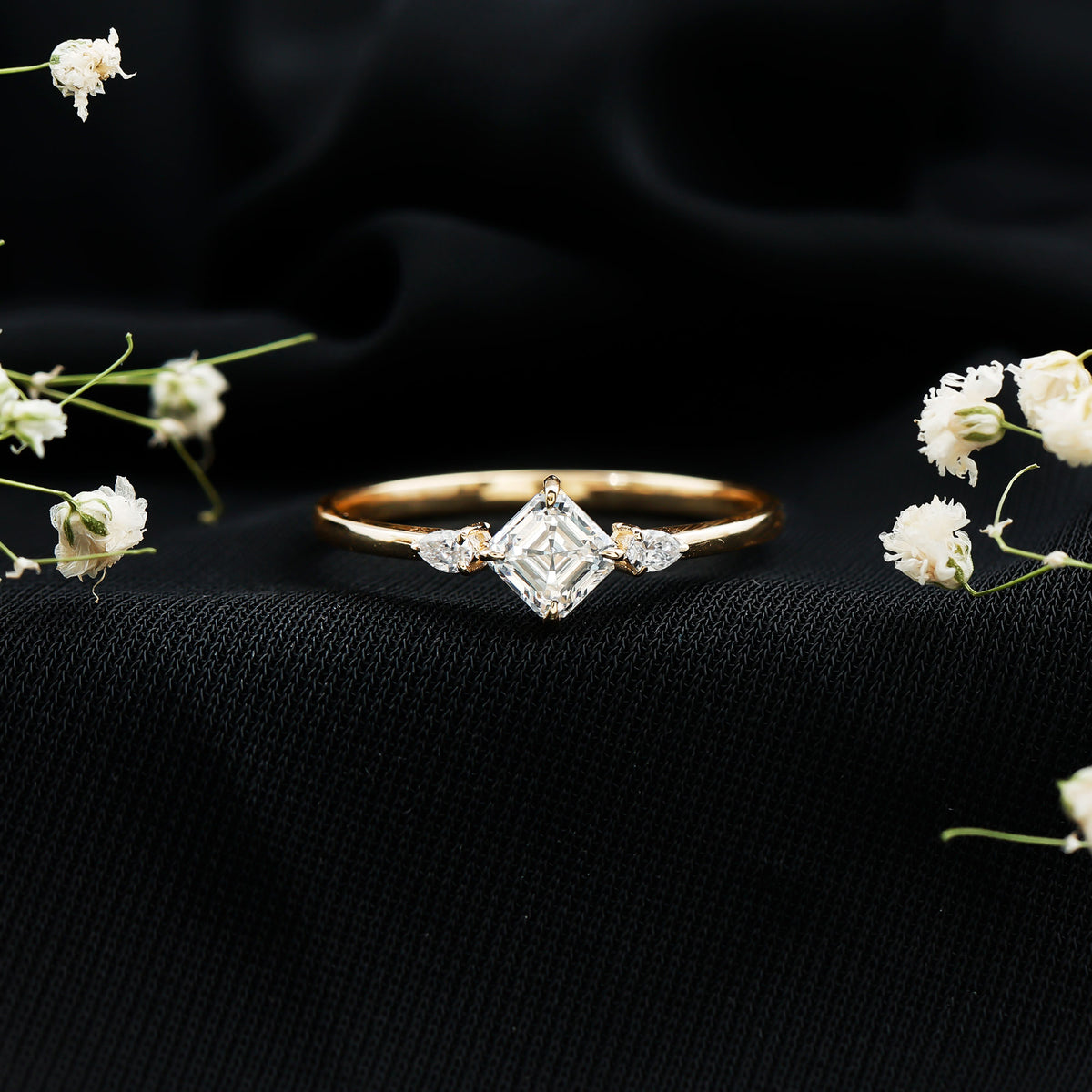 0.7 Carat Asscher Cut Lab Grown Diamond Engagement Ring with Certificate Lab - ( EF-VS ) - Rosec Jewels