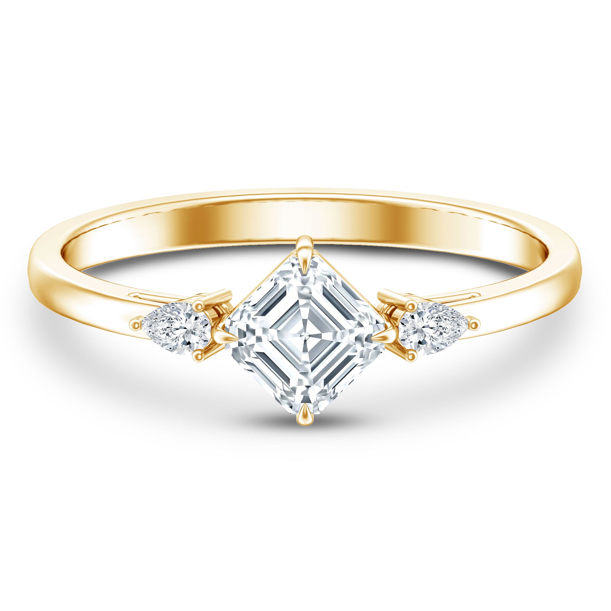 Rosec Jewels-0.7 Carat Asscher Cut Lab Grown Diamond Engagement Ring with Certificate