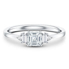 Certified 0.7 Carat Lab Grown Diamond Asscher Cut Engagement Ring Lab - ( EF-VS ) - Rosec Jewels