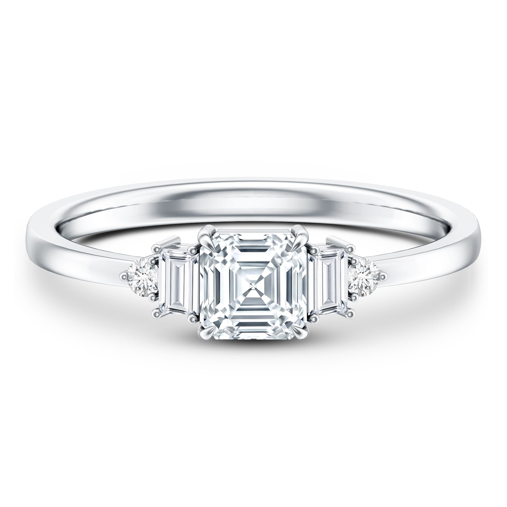 Certified 0.7 Carat Lab Grown Diamond Asscher Cut Engagement Ring Lab - ( EF-VS ) - Rosec Jewels