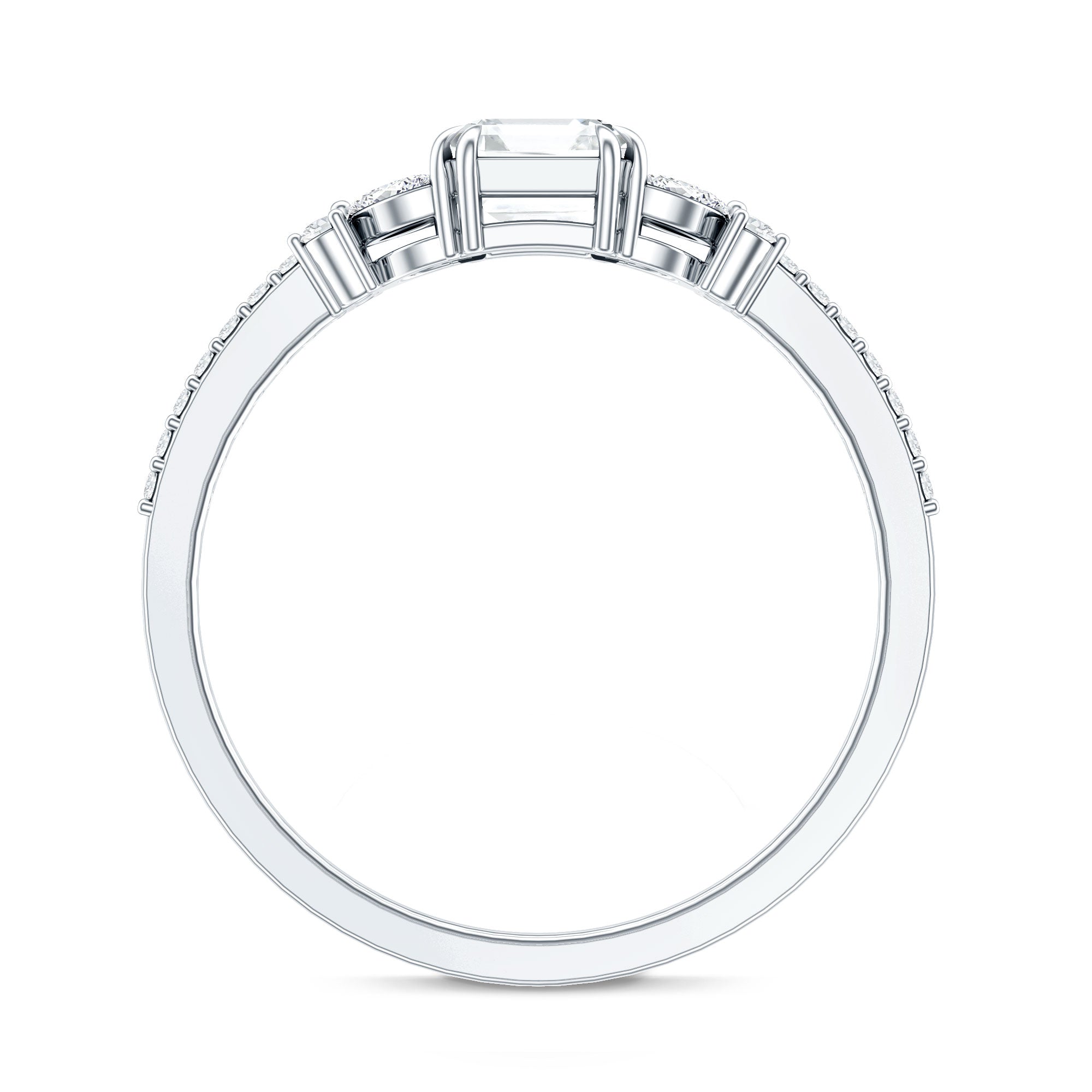 Rosec Jewels-0.9 Carat Lab Grown Diamond Asscher Cut Engagement Ring For Women
