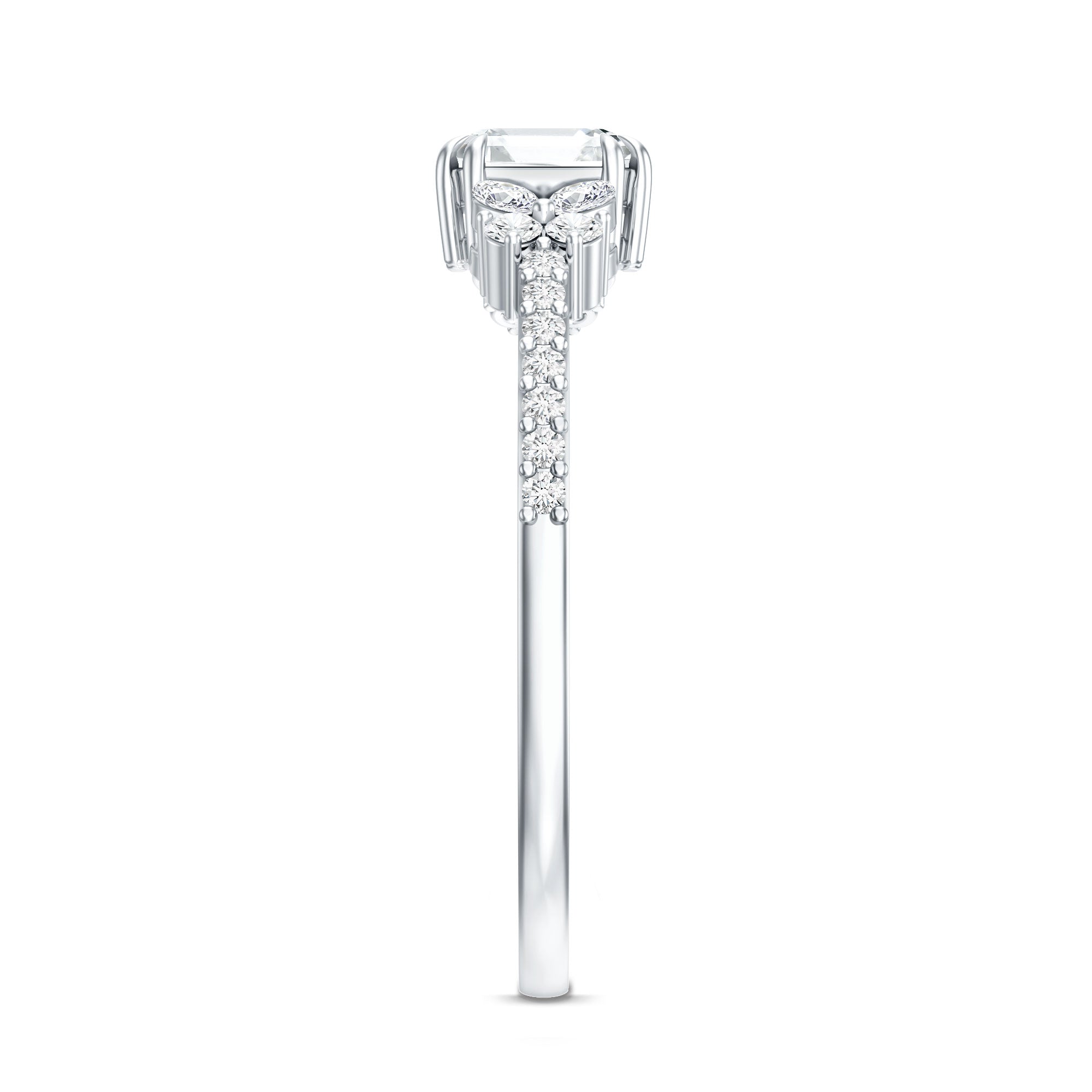 Rosec Jewels-0.9 Carat Lab Grown Diamond Asscher Cut Engagement Ring For Women