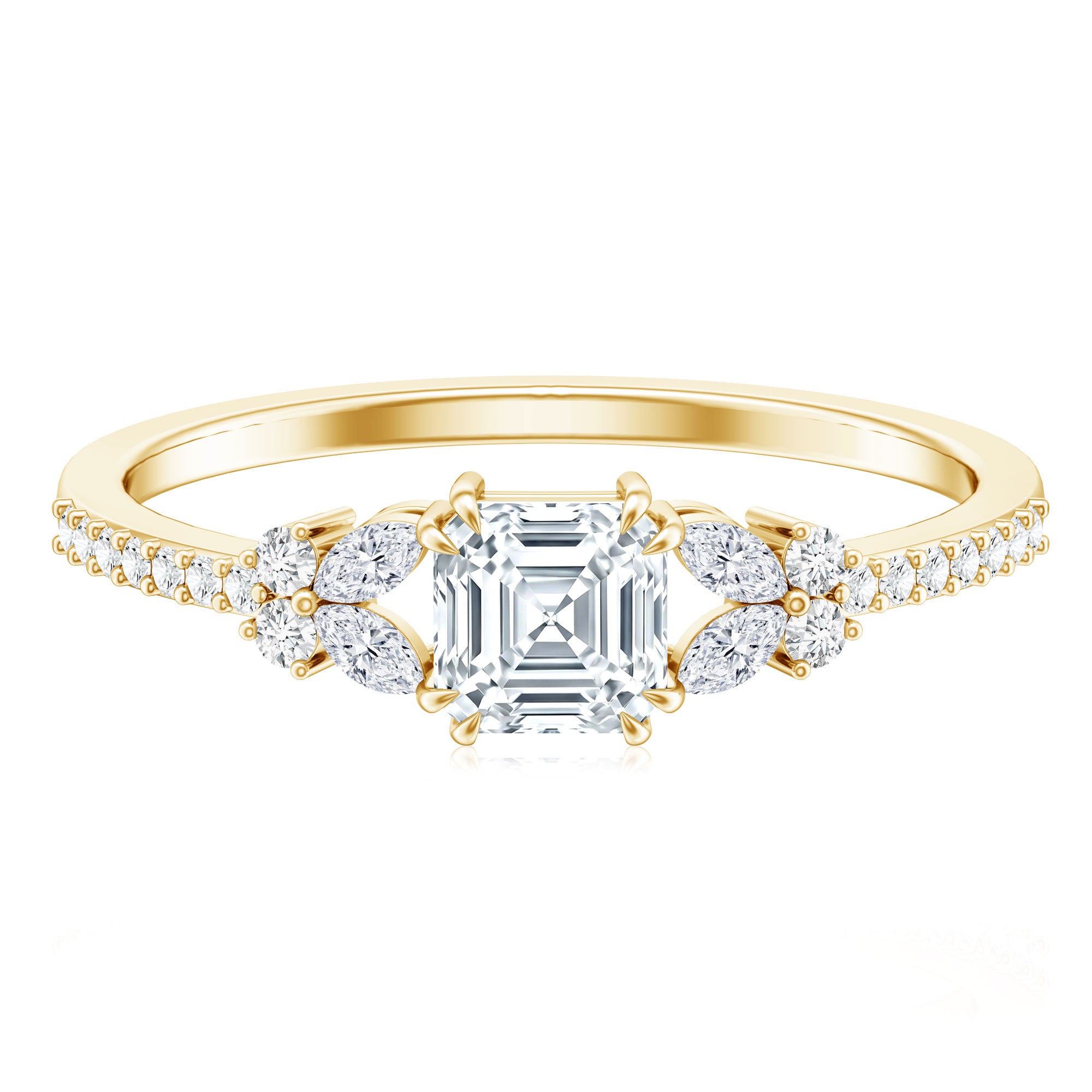 Rosec Jewels-0.9 Carat Lab Grown Diamond Asscher Cut Engagement Ring For Women