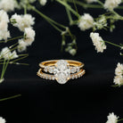 2 Carat Oval Shape Lab Diamond Bridal Ring Set with IGI Certificate Lab - ( EF-VS ) - Rosec Jewels