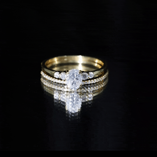 IGI Certified Lab Grown Diamond Engagement Ring with Wedding Band Lab - ( EF-VS ) - Rosec Jewels