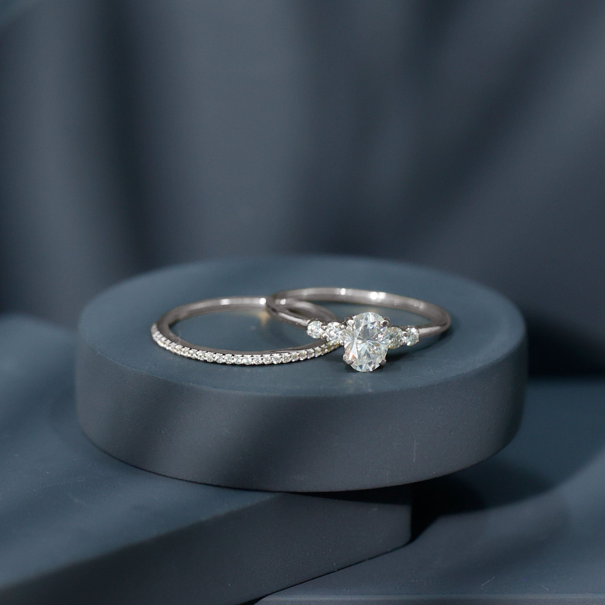 IGI Certified Lab Grown Diamond Engagement Ring with Wedding Band Lab - ( EF-VS ) - Rosec Jewels