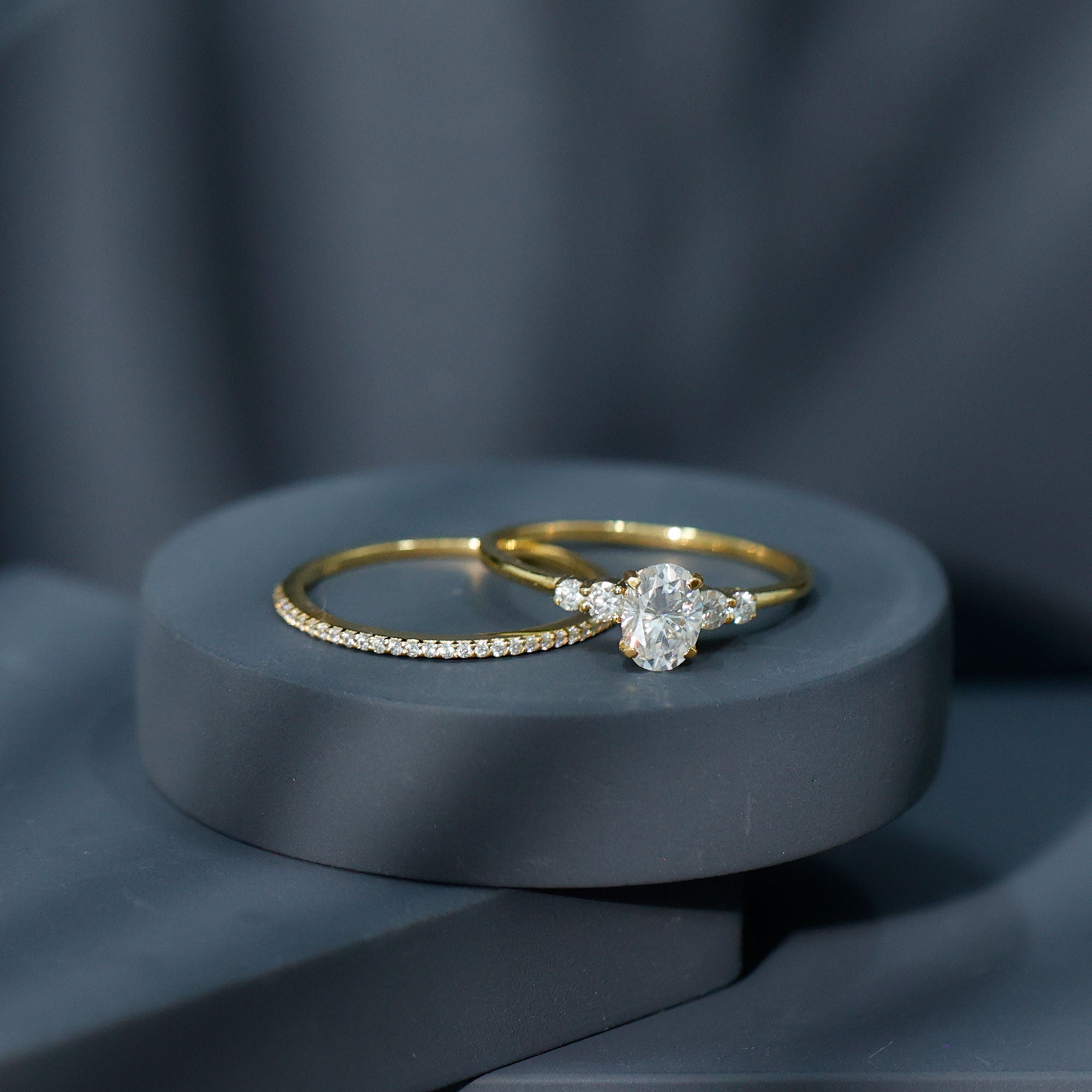 IGI Certified Lab Grown Diamond Engagement Ring with Wedding Band Lab - ( EF-VS ) - Rosec Jewels