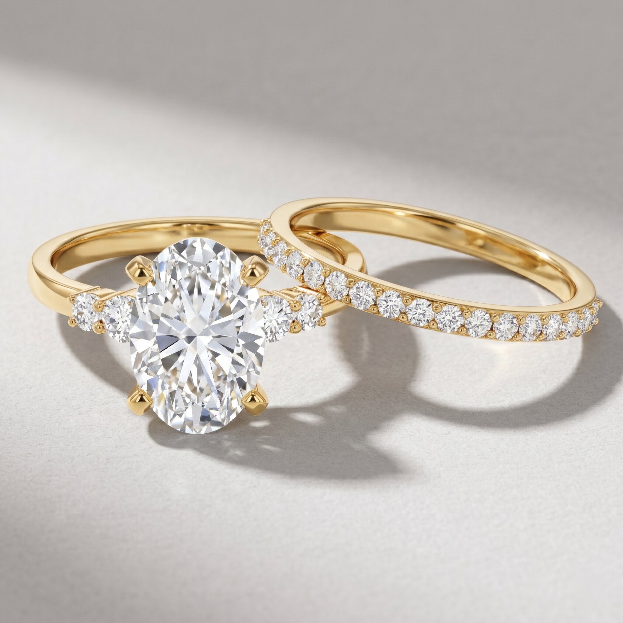 IGI Certified 3 Carat Oval Lab Grown Diamond Marriage Ring Set for Women Lab - ( EF-VS ) - Rosec Jewels