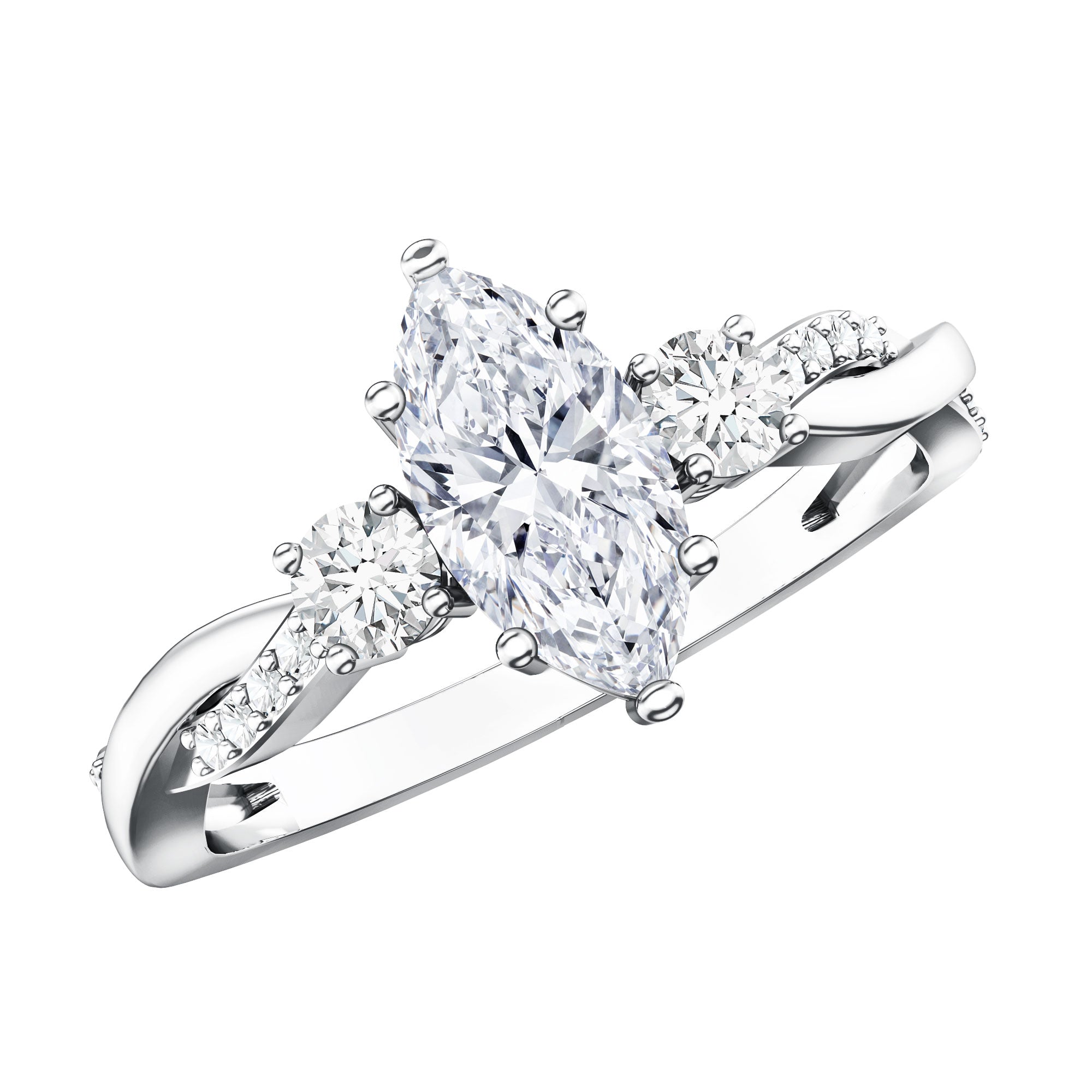 Rosec Jewels-1 Carat Marquise Cut Lab Grown Diamond Designer Engagement Ring IGI Certified