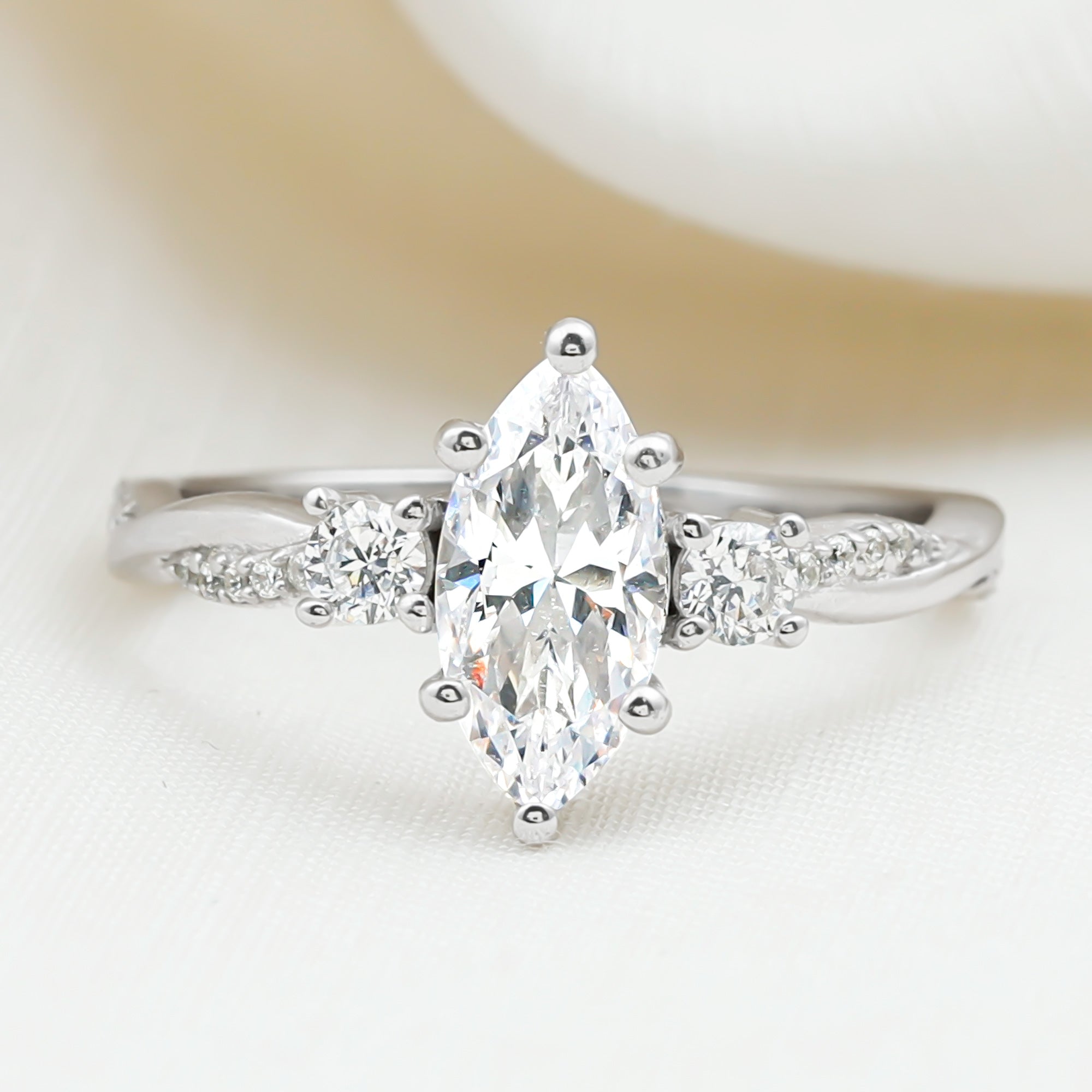 Rosec Jewels-1 Carat Marquise Cut Lab Grown Diamond Designer Engagement Ring IGI Certified