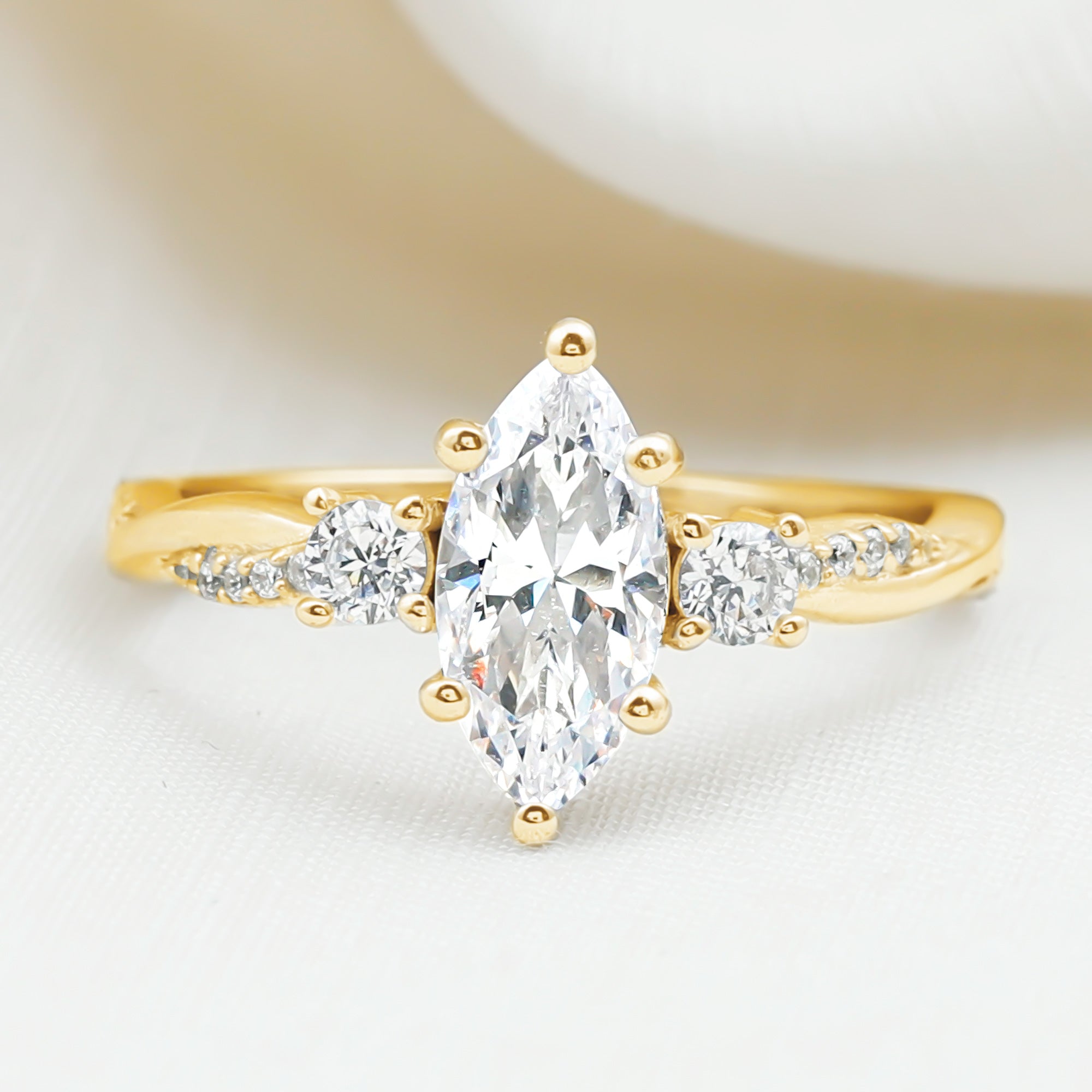 Rosec Jewels-1 Carat Marquise Cut Lab Grown Diamond Designer Engagement Ring IGI Certified
