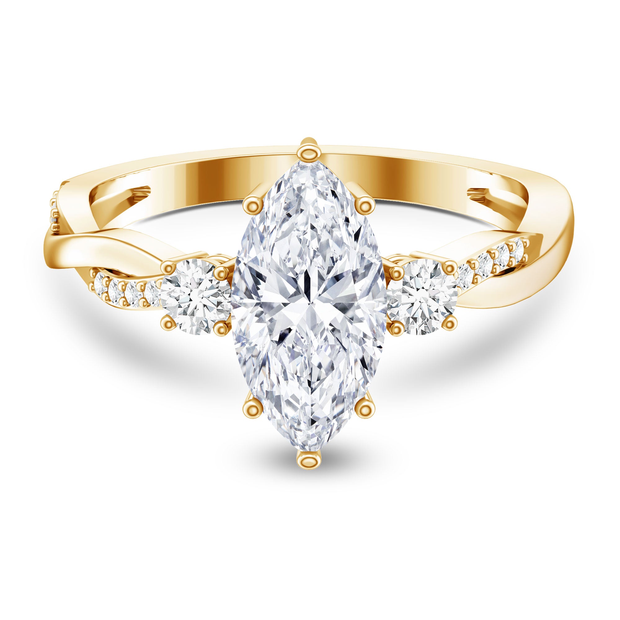 2 Carat Marquise Cut Lab Grown Diamond Crossover Engagement Ring with IGI Certificate Lab - ( EF-VS ) - Rosec Jewels