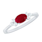 East West Style 0.6 Carat Ruby Oval Promise Ring with Diamond AAA - Rosec Jewels