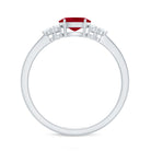 East West Style 0.6 Carat Ruby Oval Promise Ring with Diamond AAA - Rosec Jewels