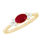 East West Style 0.6 Carat Ruby Oval Promise Ring with Diamond AAA - Rosec Jewels