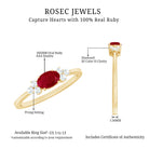 East West Style 0.6 Carat Ruby Oval Promise Ring with Diamond AAA - Rosec Jewels