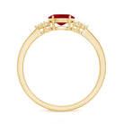 East West Style 0.6 Carat Ruby Oval Promise Ring with Diamond AAA - Rosec Jewels