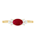 East West Style 0.6 Carat Ruby Oval Promise Ring with Diamond AAA - Rosec Jewels
