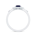 Natural 0.9 Carat Blue Sapphire Engagement Ring with Diamond Halo AAA - Rosec Jewels