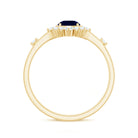 Natural 0.9 Carat Blue Sapphire Engagement Ring with Diamond Halo AAA - Rosec Jewels