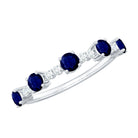 Rosec Jewels-Round Blue Sapphire and Diamond Half Eternity Ring