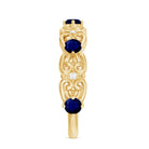Blue Sapphire and Diamond Vintage Half Eternity Wedding Band AAA - Rosec Jewels