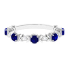 1 CT Floral Inspired Blue Sapphire and Diamond Half Eternity Ring Blue Sapphire - ( AAA ) - Quality - Rosec Jewels