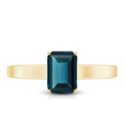6X8mm Emerald Cut London Blue Topaz Solitaire Ring with Certificate AAA - Rosec Jewels