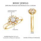 Certified Real Diamond Flower Engagement Ring for Women Natural - ( HI-SI ) - Rosec Jewels