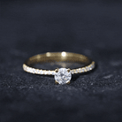 Natural Diamond Promise Ring with Side Stones Natural - ( HI-SI ) - Rosec Jewels