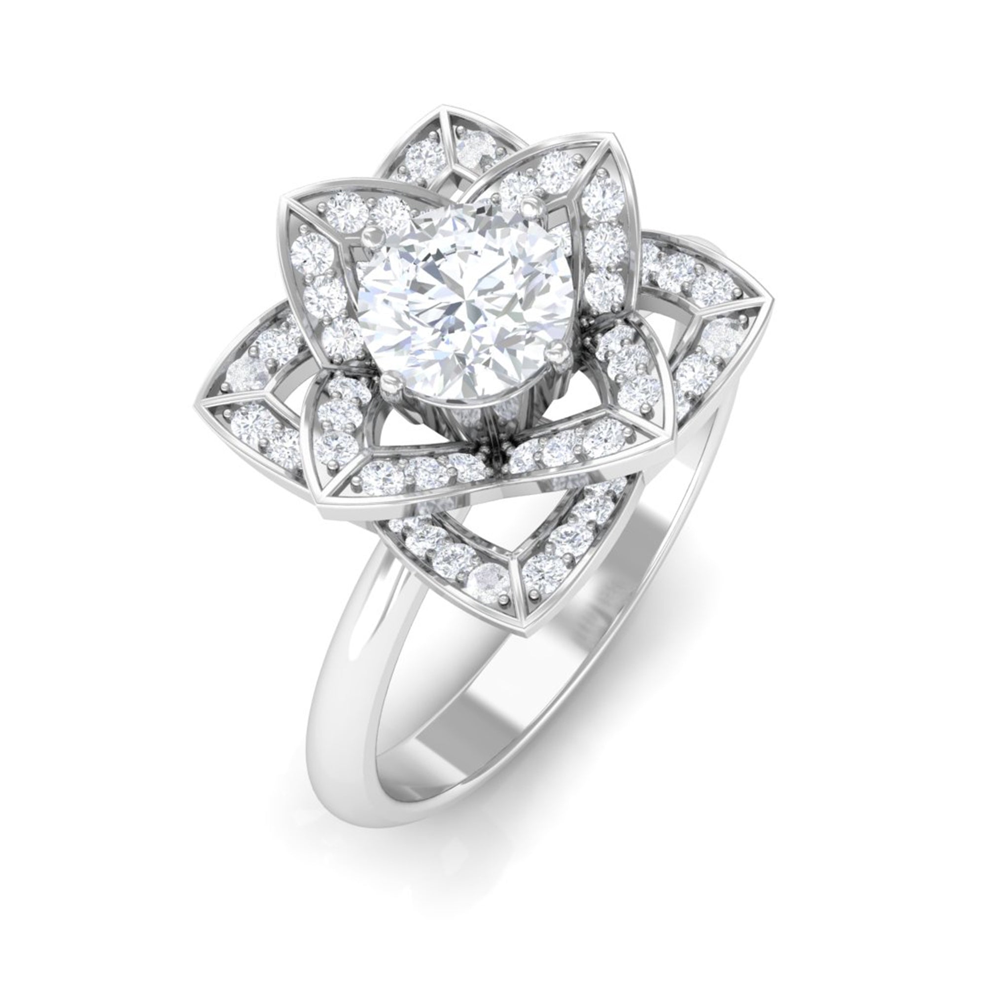1 CT Zircon Vintage Floral Engagement Ring AAAA - Rosec Jewels
