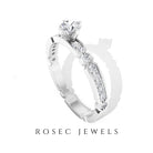 Shimmery Diamond Solitaire Engagement Ring with Side Stone Natural - ( HI-SI ) - Rosec Jewels