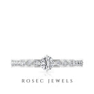 Shimmery Diamond Solitaire Engagement Ring with Side Stone Natural - ( HI-SI ) - Rosec Jewels