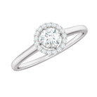 Certified Moissanite Promise Ring for Her with Halo D-VS1 - Rosec Jewels