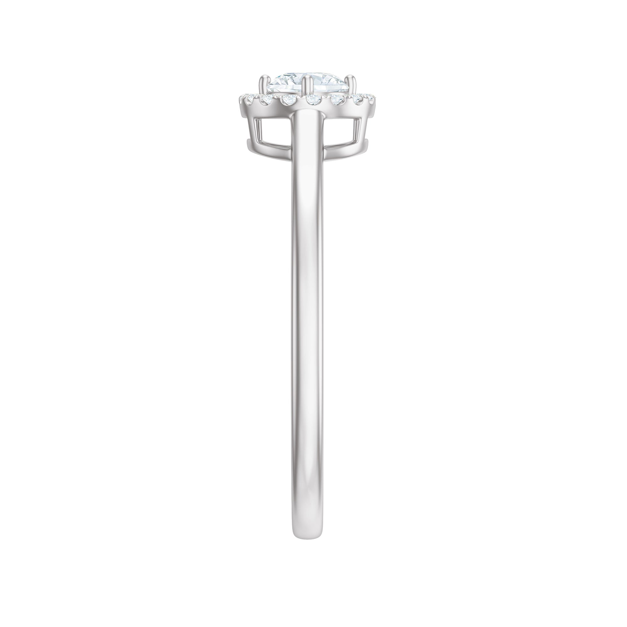 Certified Moissanite Promise Ring for Her with Halo D-VS1 - Rosec Jewels