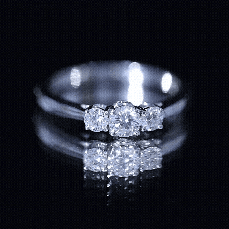 Brilliant Cut Moissanite 3 Stone Promise Ring for Women D-VS1 - Rosec Jewels