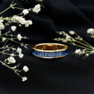 Baguette Shape Lab Created Blue Sapphire Channel Set Eternity Band AAAA - Rosec Jewels